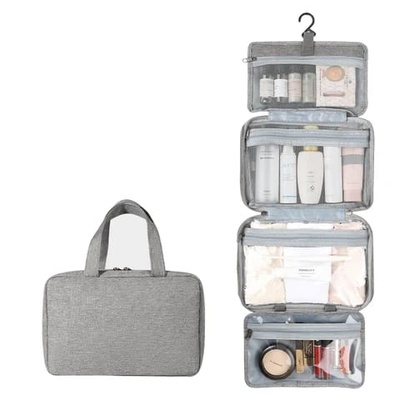 Portable travel easy hanging toiletry and cosmetic bag Grey