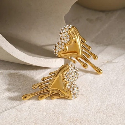 Icy heart earrings Gold