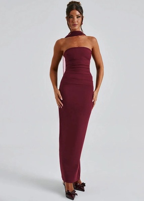 Christine Dress Wine Red (Small)