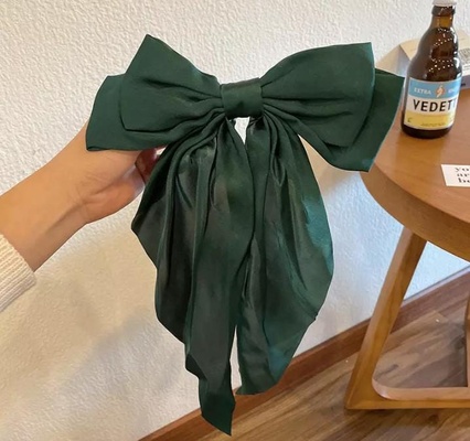 Silk Hair Bow (Green)