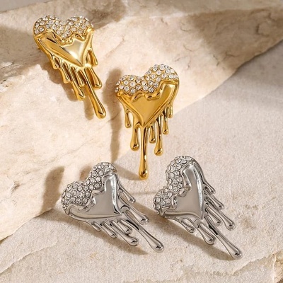 Icy heart earrings Gold