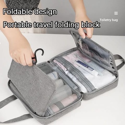 Portable travel easy hanging toiletry and cosmetic bag Grey